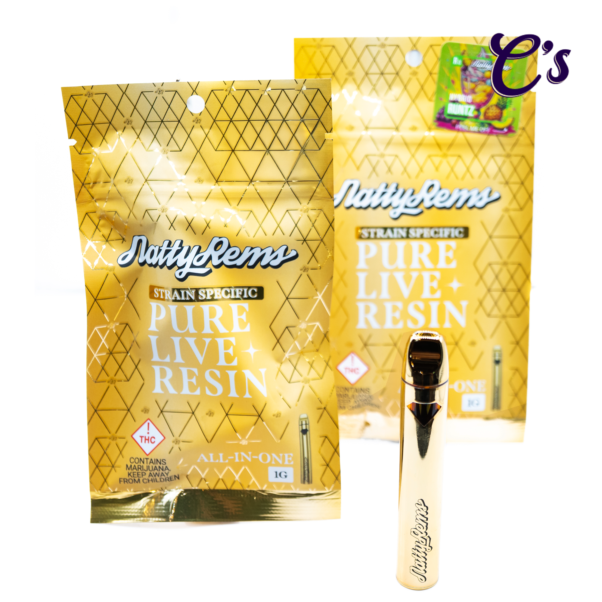 Photograph of product: Natty Rems | Gold Tip Live Resin AIO (S) Peach Crescendo 1g