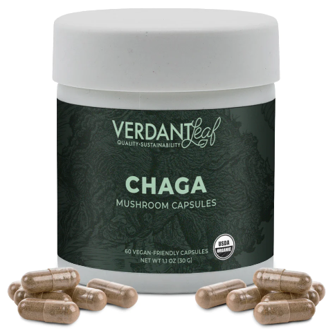 Photograph of product: Chaga USDA Organic Mushroom Capsules