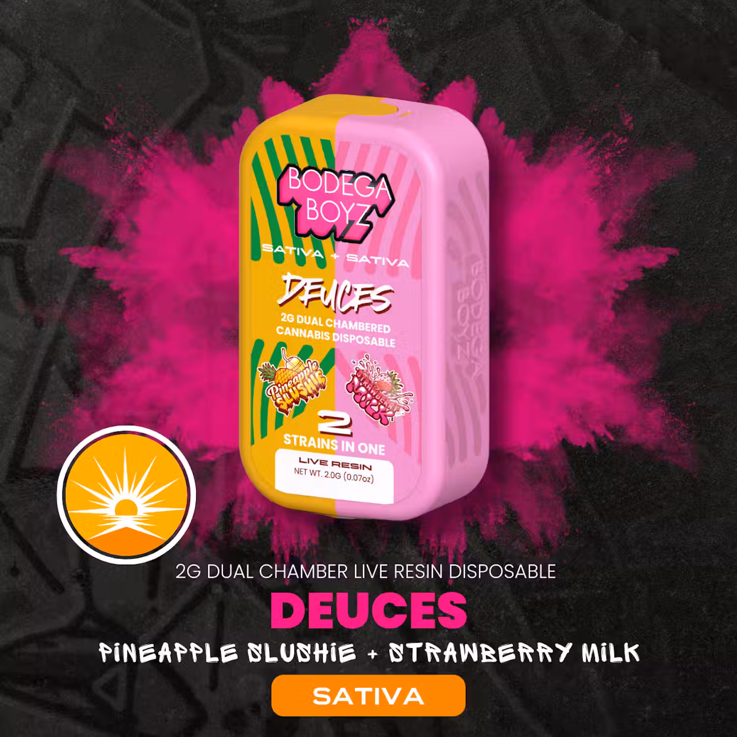 Photograph of product: Bodega Boyz-Pineapple Slushie x Strawberry Milk Live Resin AIO
