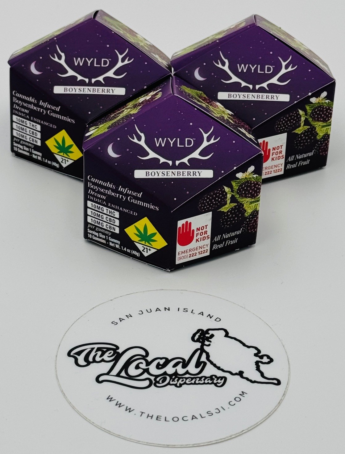 Photograph of product: Boysenberry Gummies 1:1:1 TH-oui|CBD|CBN - Oui'd 10pk