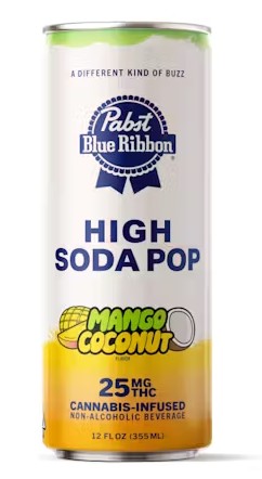 Photograph of product: PABST MANGO COCONUT HIGH SODA POP HYBRID 25MG