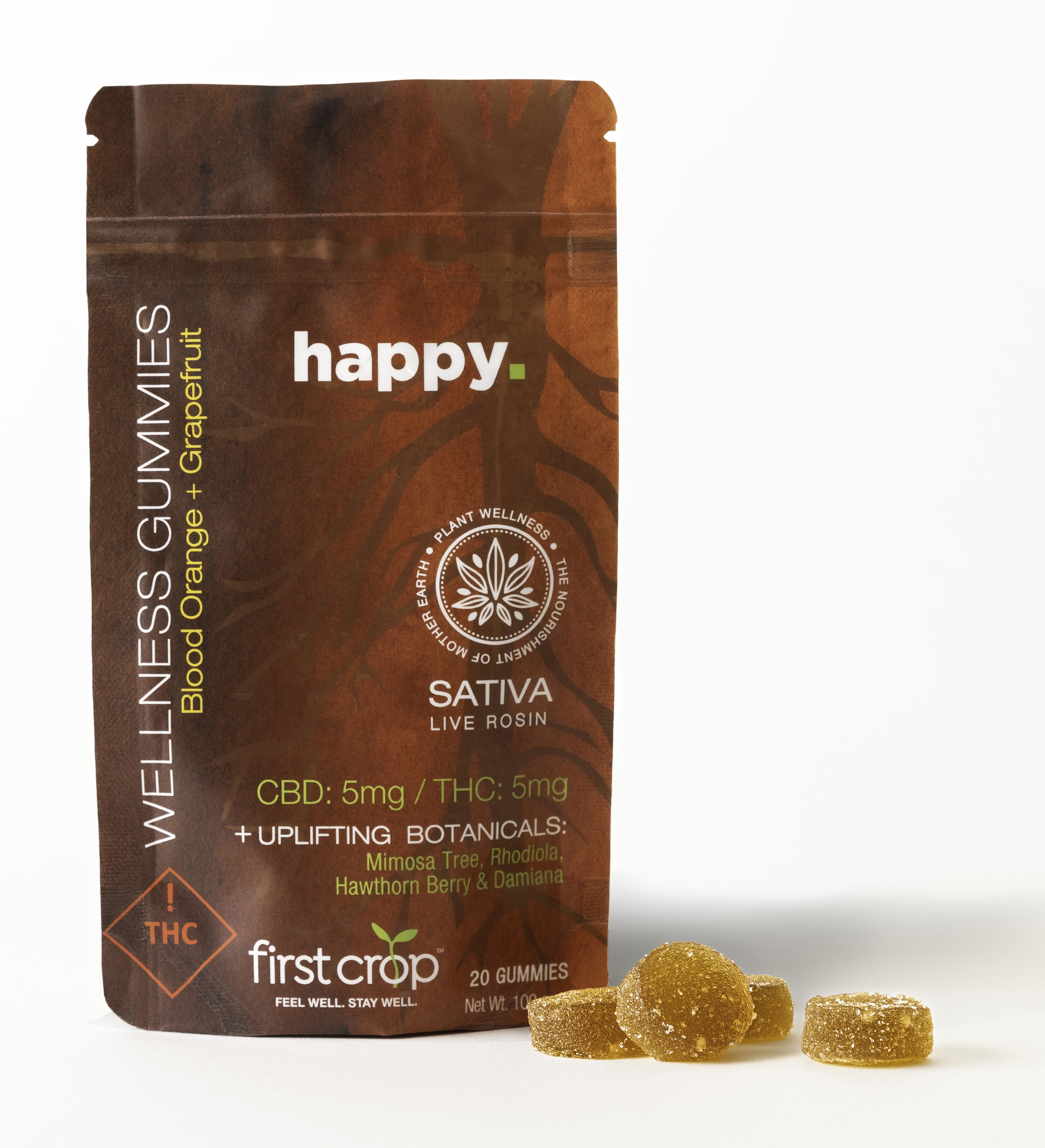 Photograph of product: First Crop - HAPPY - Live Rosin Gummies 100mg