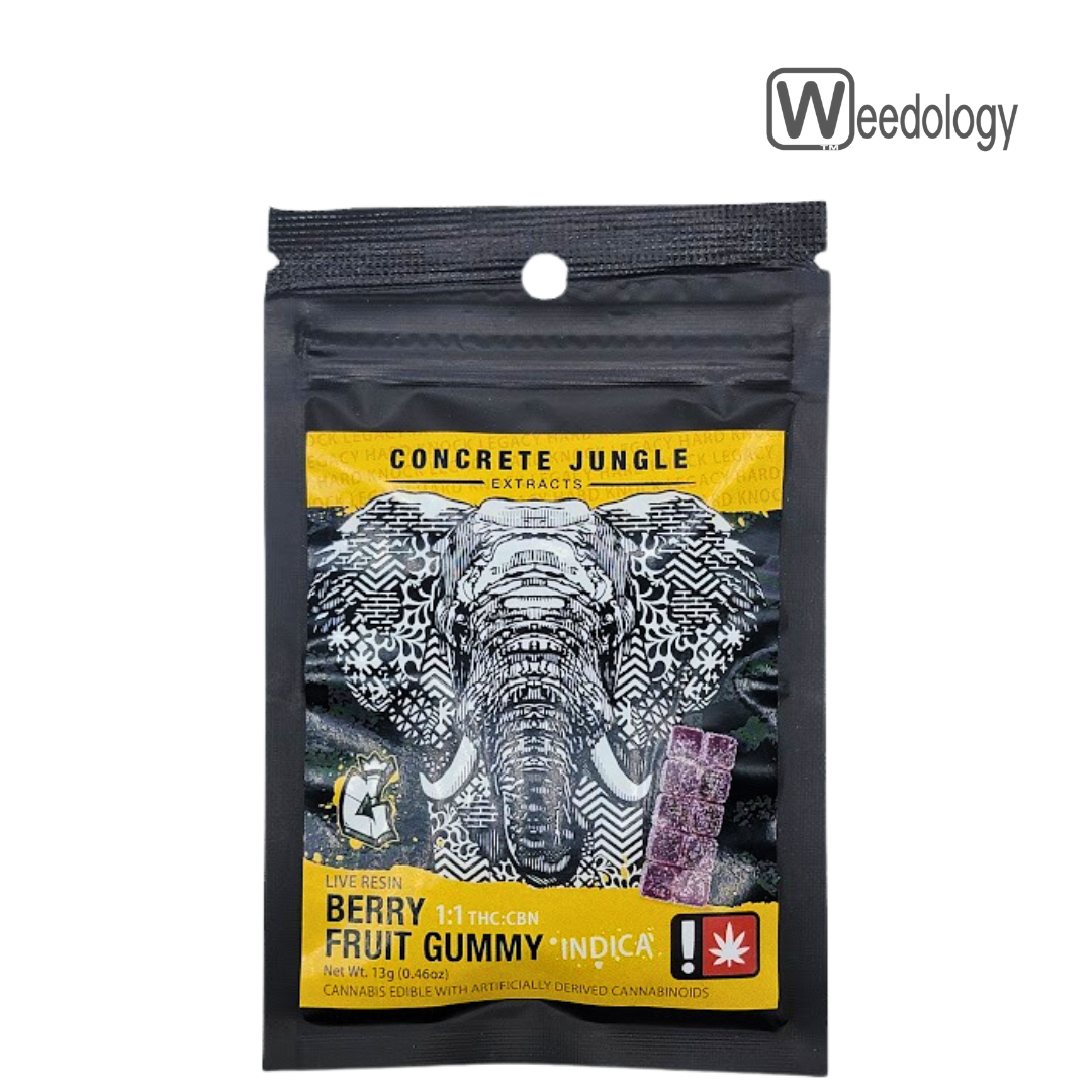 Photograph of product: Concrete Jungle Single BERRY 1:1 100mg LR Gummy