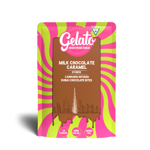 Photograph of product: Gelato - Dubai Bites Milk Chocolate Carmel 200mg Cone