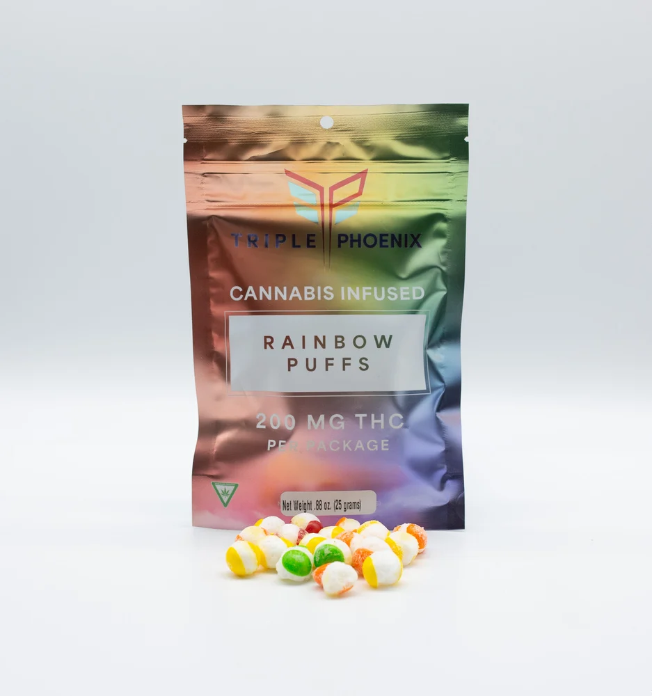 Photograph of product: Triple Phoenix | Freeze Dried Rainbow Puffs | 200mg