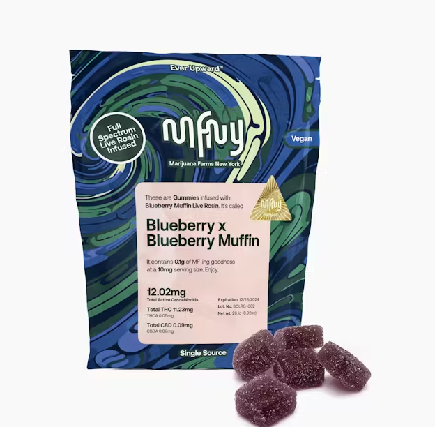 Photograph of product: MFNY | Gummies 10 Pack | Euphoric | Blueberry x Blueberry Muffin Live Rosin | 100mg