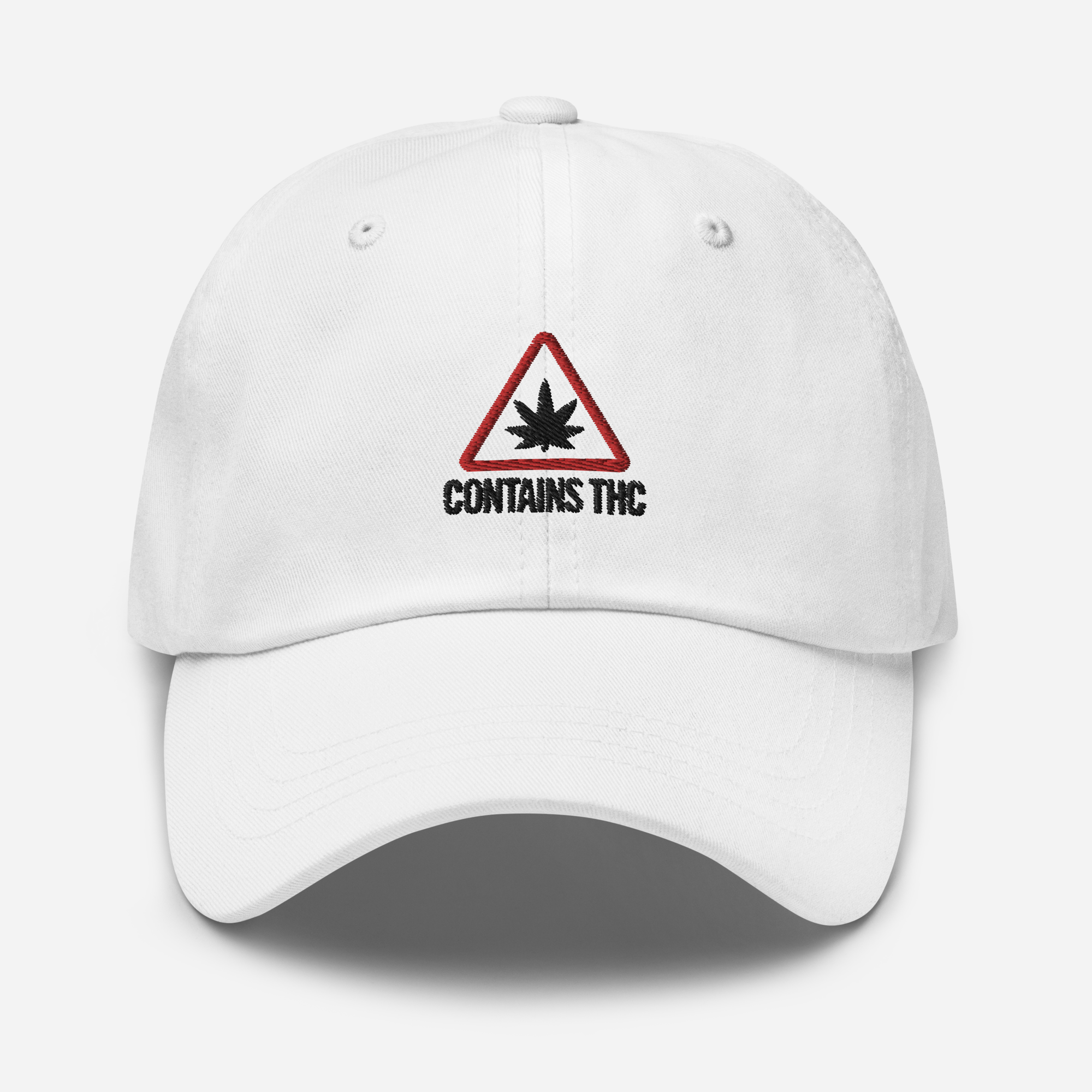 Photograph of product: Theory Wellness Dad Hat: "Contains TH-oui" (White)