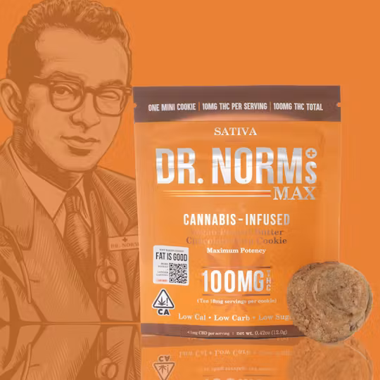 Photograph of product: Vegan Peanut Butter Chocolate Chip [S] | 100MG MAX Single Cookie | Dr. Norm's