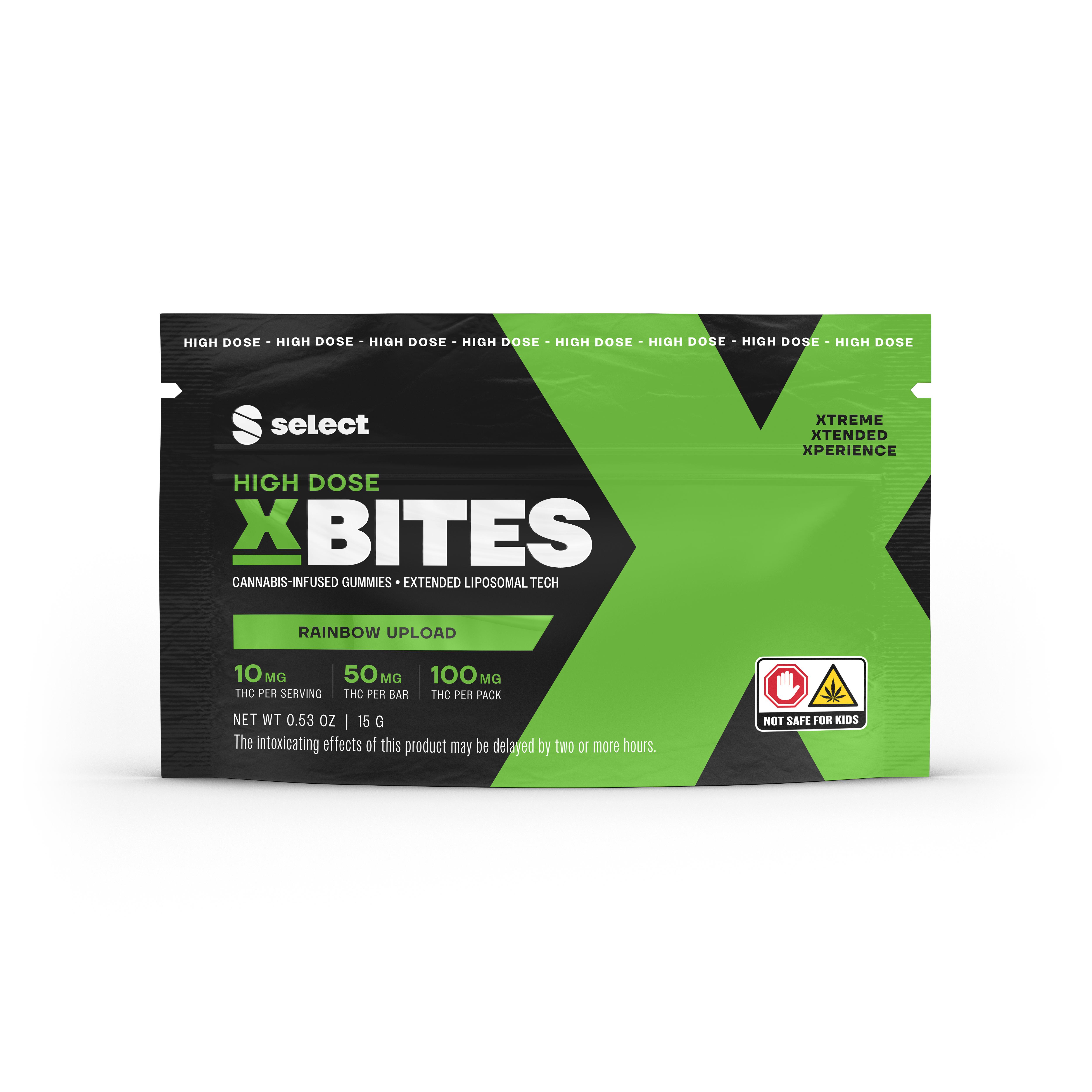 Photograph of product: Select | Edibles | Rainbow Upload X-Bites | 100mg 2pk