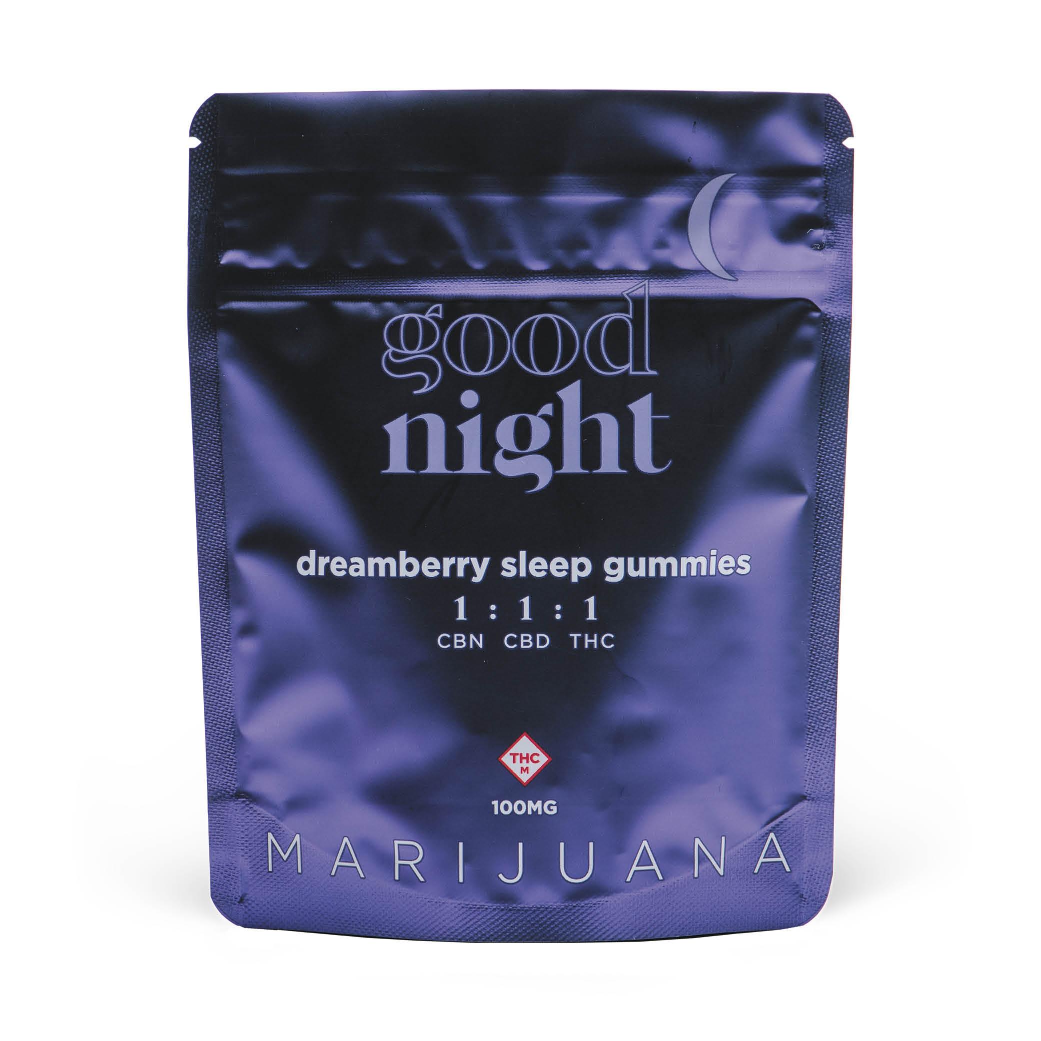 Photograph of product: Goodnight | Dreamberry 1:1:1 TH-oui:CBD:CBN Gummies | 100mg (40pk)