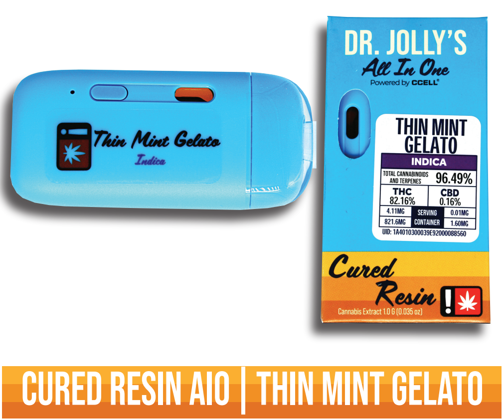 Photograph of product: Dr. Jolly's | Thin Mint Gelato Cured Resin Disposable | 1g