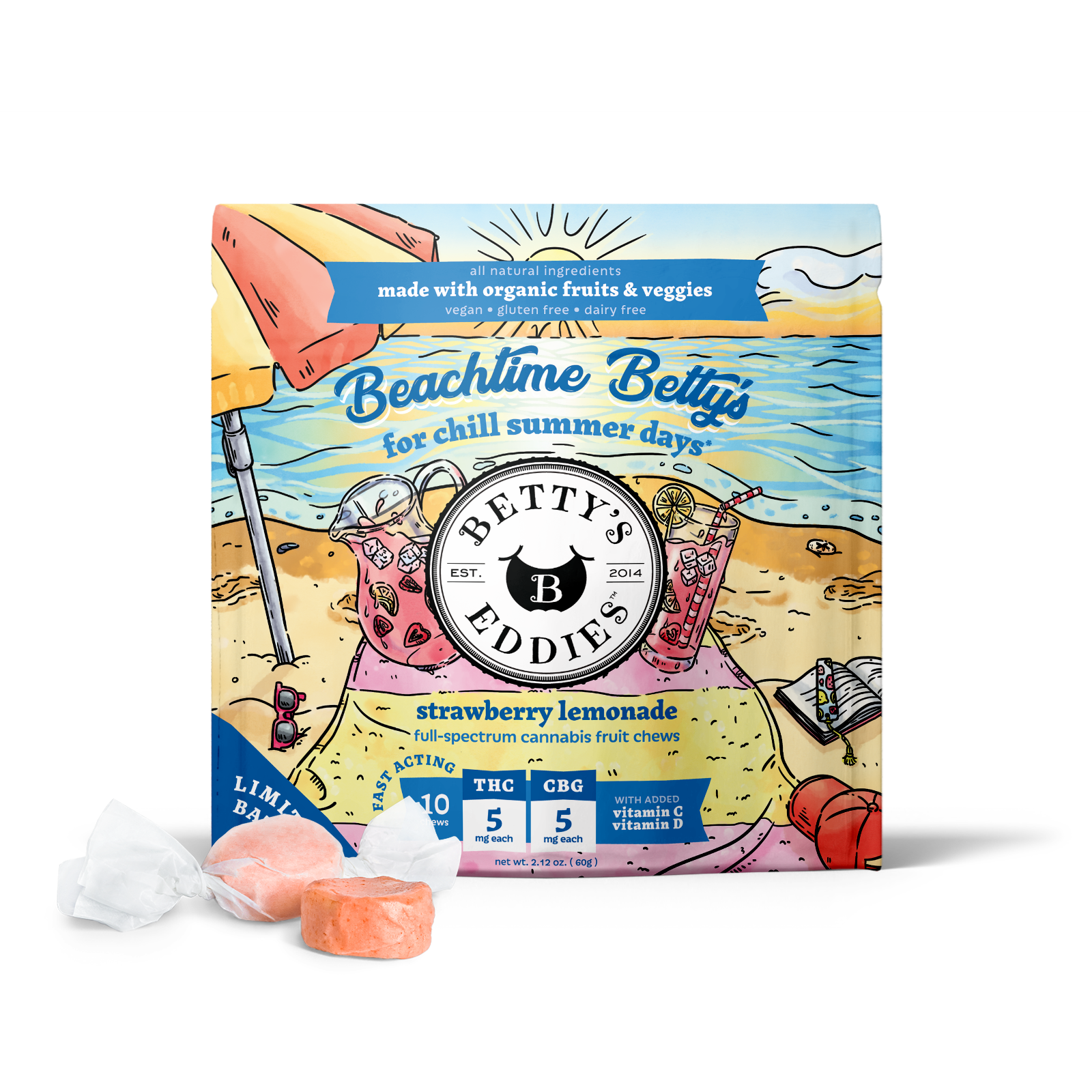 Photograph of Product: 50mg 10pk Chews | Strawberry Lemonade | Betty's Eddies
