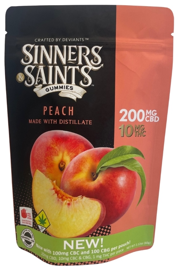 Photograph of product: Peach CBD:CBC:CBG Gummies, 10-Pack