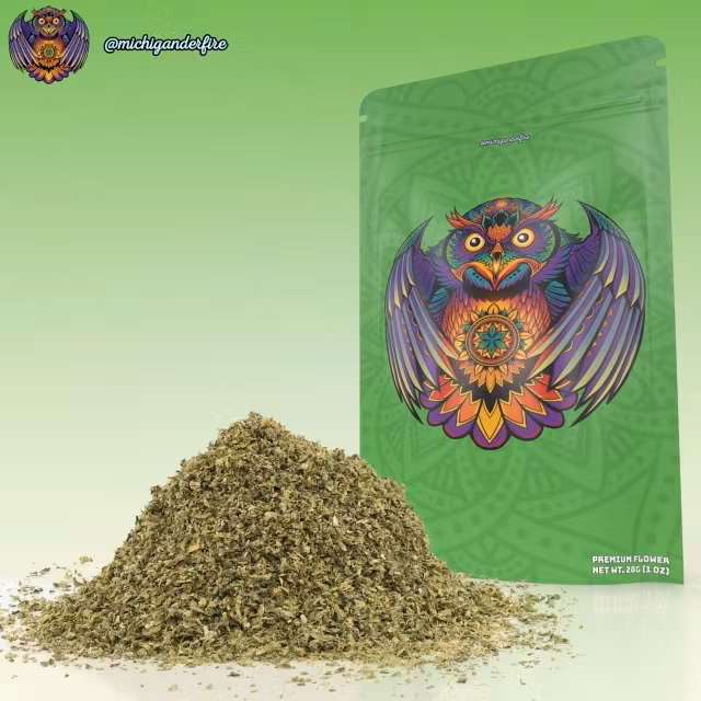 Photograph of Product: Michigander Fire | Swampwater Fumez Pre-Packed Shake - 28g