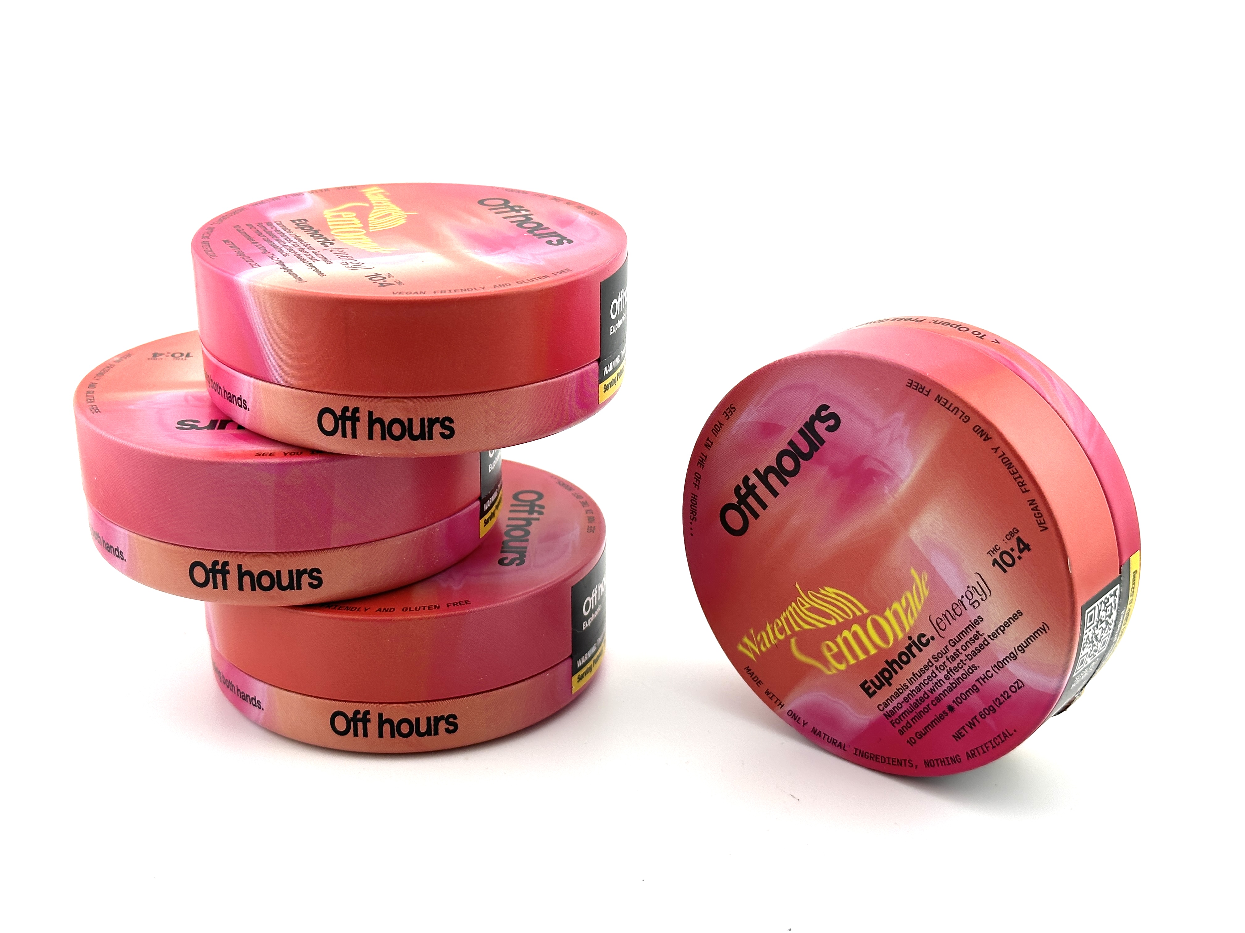 Photograph of product: OFF HOURS Oui'd Infused Gummies - Euphoric - Watermelon Lemonade - 10 pcs - 10mgTHc/4mgCBg