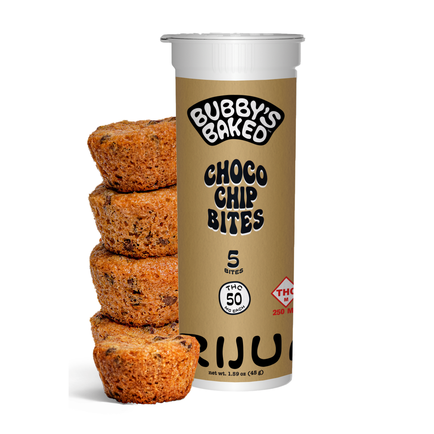 Photograph of product: Bubby's Baked | Choco Chip Bites | 250mg (5pk)