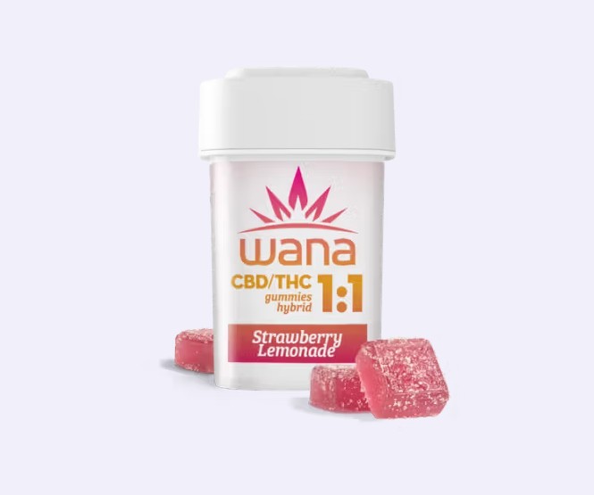 Photograph of product: Ratio Edible - Wana - Strawberry Lemonade gummies (H) - 1:1 CBD:TH-oui 100mg (10pk)
