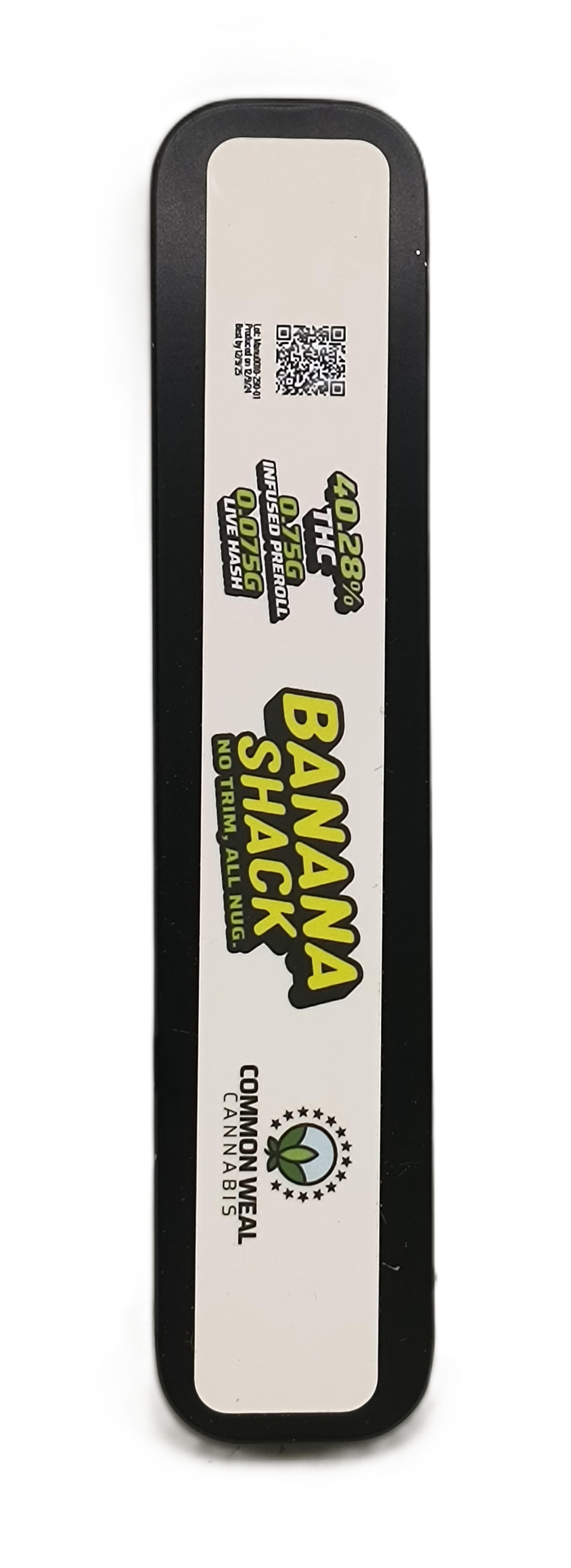 Photograph of product: Banana Shack au chocolat Infused .75g Pre-Roll | Common Weal Oui'd