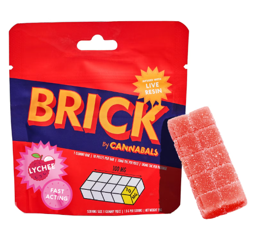 Photograph of product: Cannabals | Lychee Brick| Live Resin Gummies | 10 Pack | 100 MG