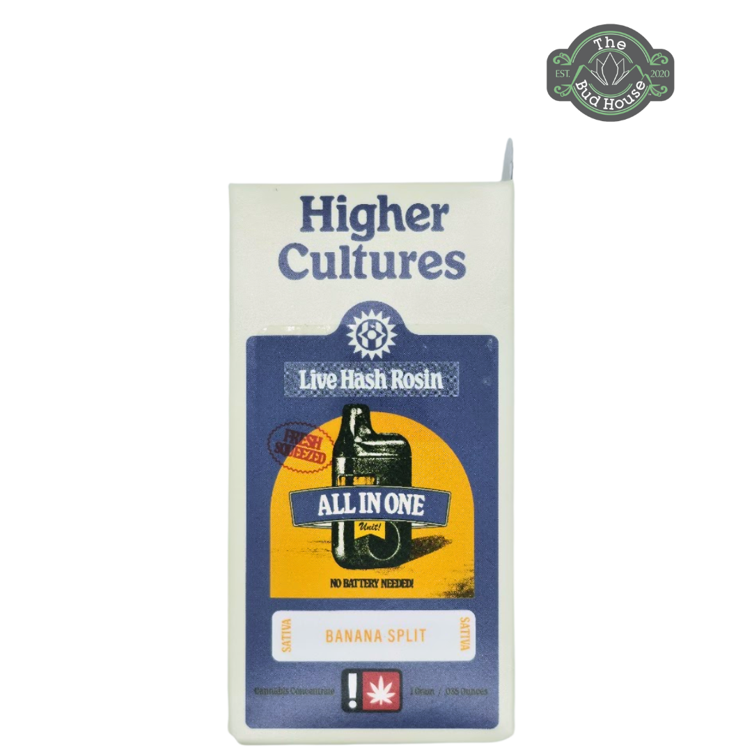 Photograph of product: Higher Cultures 1g BANANA SPLIT Live au chocolat Rosin AIO