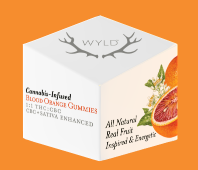 Photograph of product: Blood Orange 1:1 CBC:TH-oui Oui'd Gummies WYLD R6