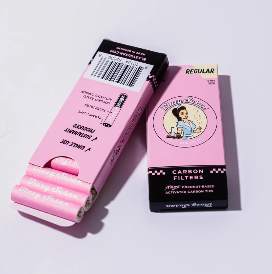 Photograph of product: Blazy Susan | Activated Carbon Filter Tips (10pk) Pink