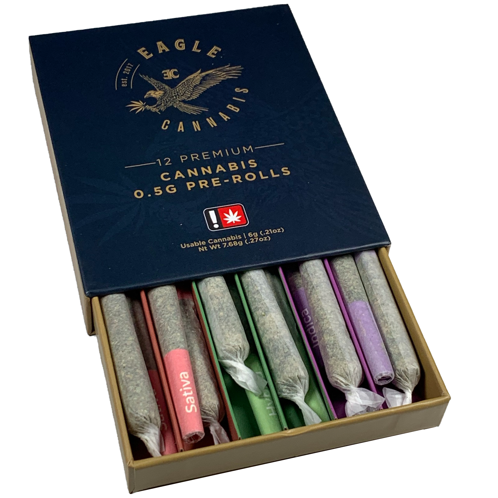 Photograph of product: Eagle Oui'd > Pre Roll 12Pk x 0.5g > ATF (S) / Ultra Boof (H) / au chocolat Burger (I)