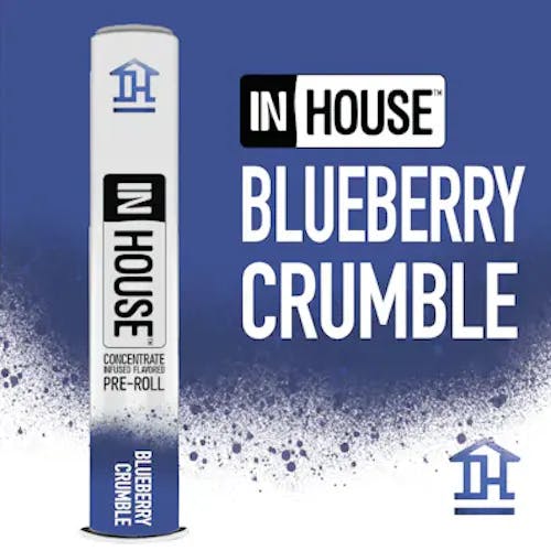 Photograph of product: In House - Blueberry Crumble -  Infused Pre-Roll - Hybrid - .75g