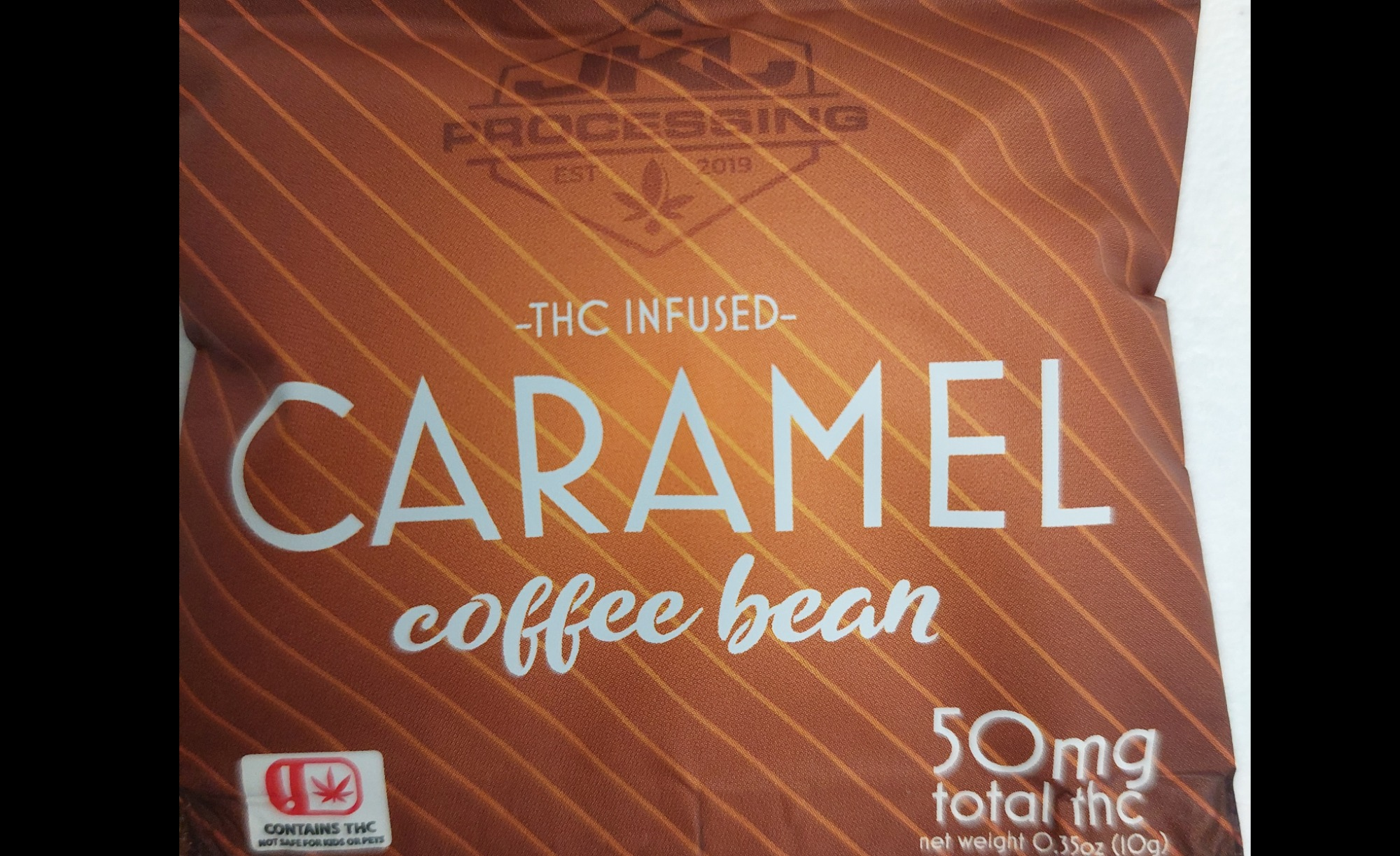 Photograph of product: EDIBLE JKJ COFFEE BEAN CARAMEL 50MG