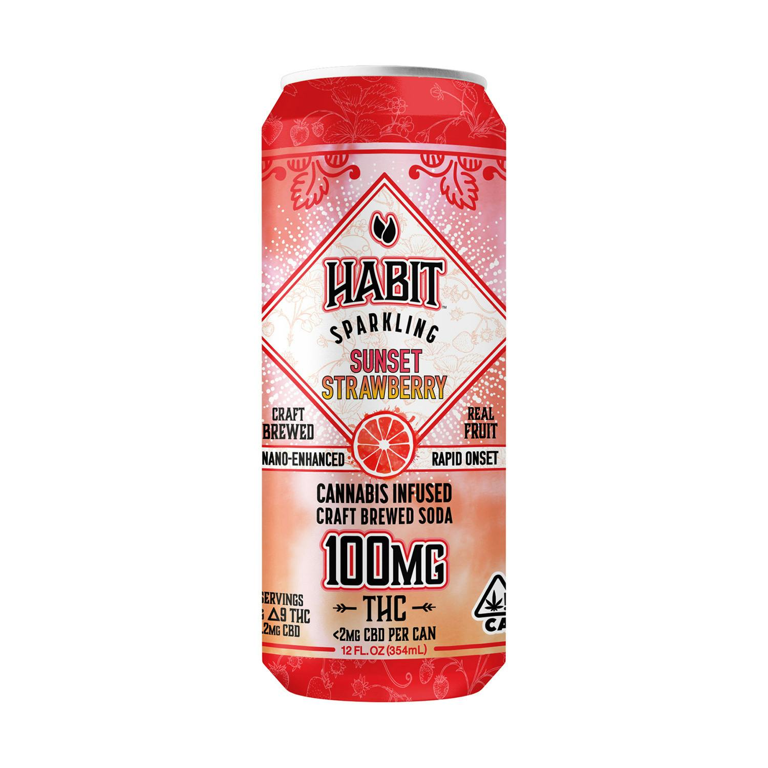 Photograph of product: Habit Sparkling Sunset Strawberry Beverage, 100mg
