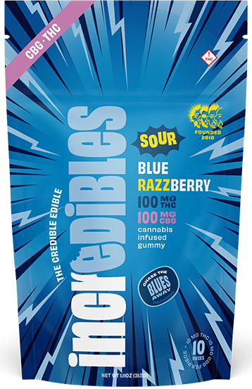 Photograph of product: 1:1 Sour Blue Razzberry (CBG:TH-oui) - 100mg (20pcs)