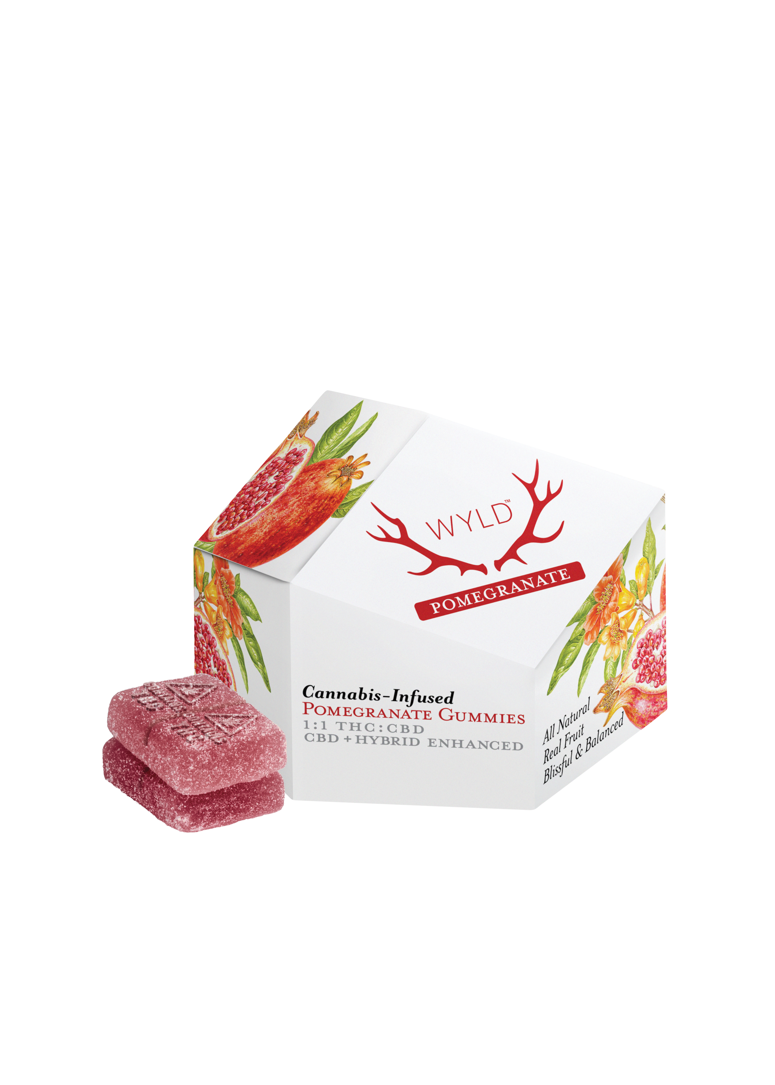 Photograph of product: 1:1 CBD:TH-oui Pomegranate Gummies 10pk