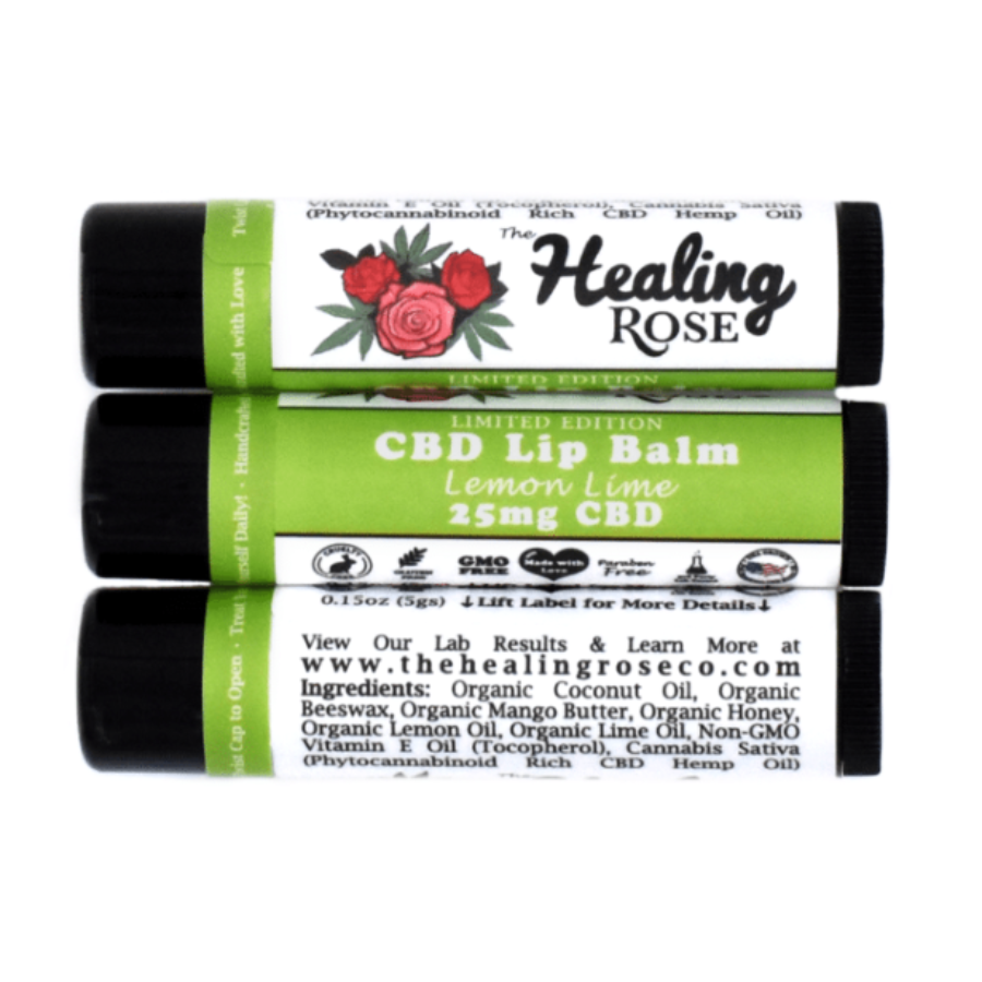 Photograph of product: CBD Lip Balm | Healing Rose | LIMITED EDITION | Lemon Lime | 25mg