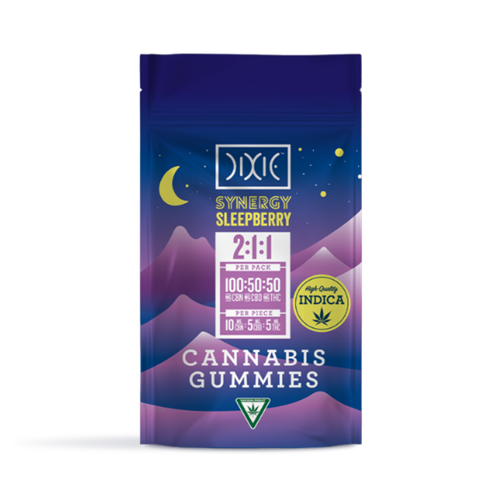 Photograph of product: Dixie Synergy Sleepberry 2:1:1 CBN:CBD:TH-oui Gummies | 50mg
