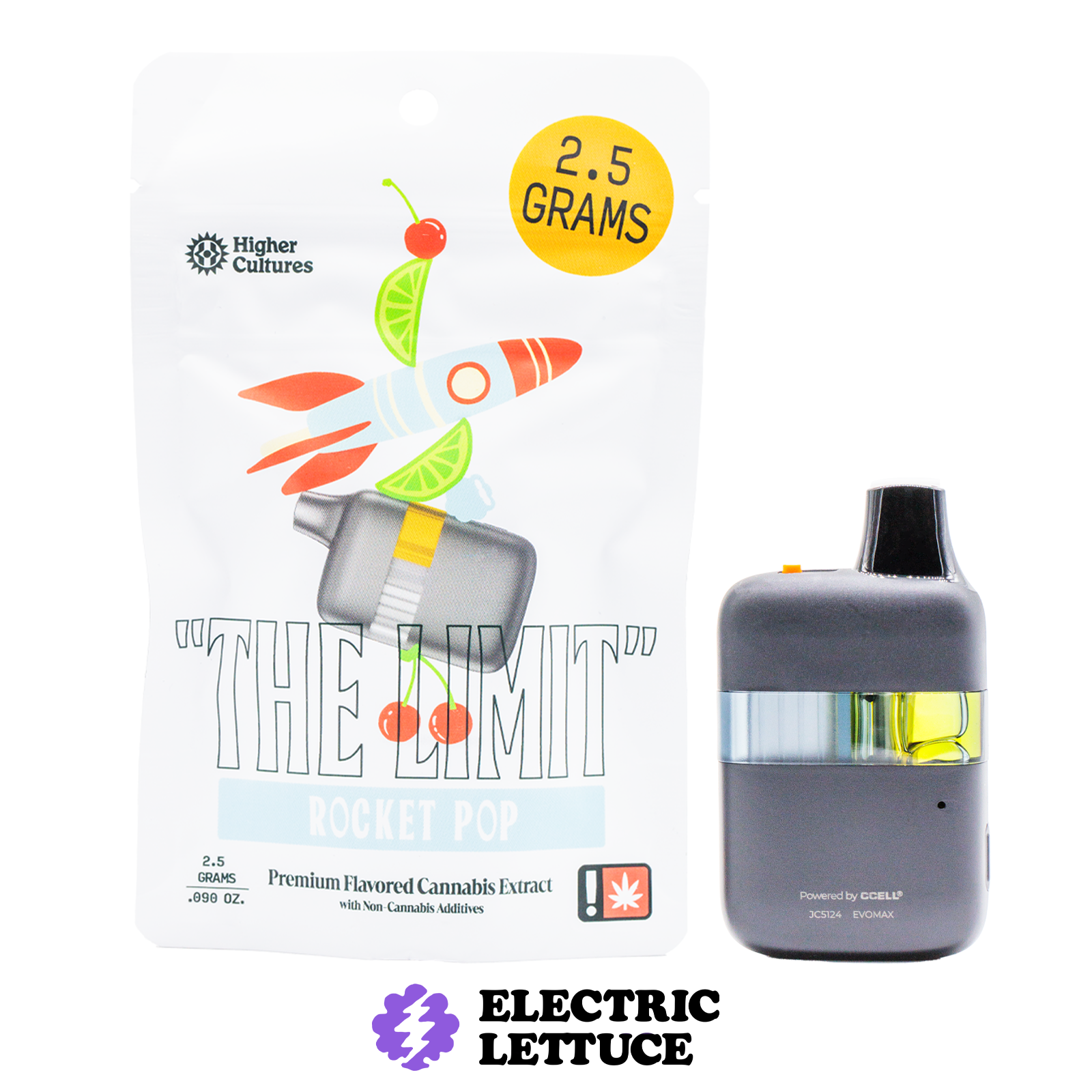 Photograph of product: Higher Cultures Rocket Pop Flavored AIO 2.5g