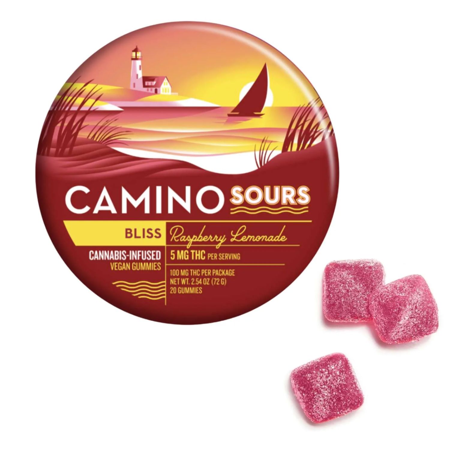 Photograph of product: Raspberry Lemonade "Bliss" Sour Gummies | 10 Pack | 100mg
