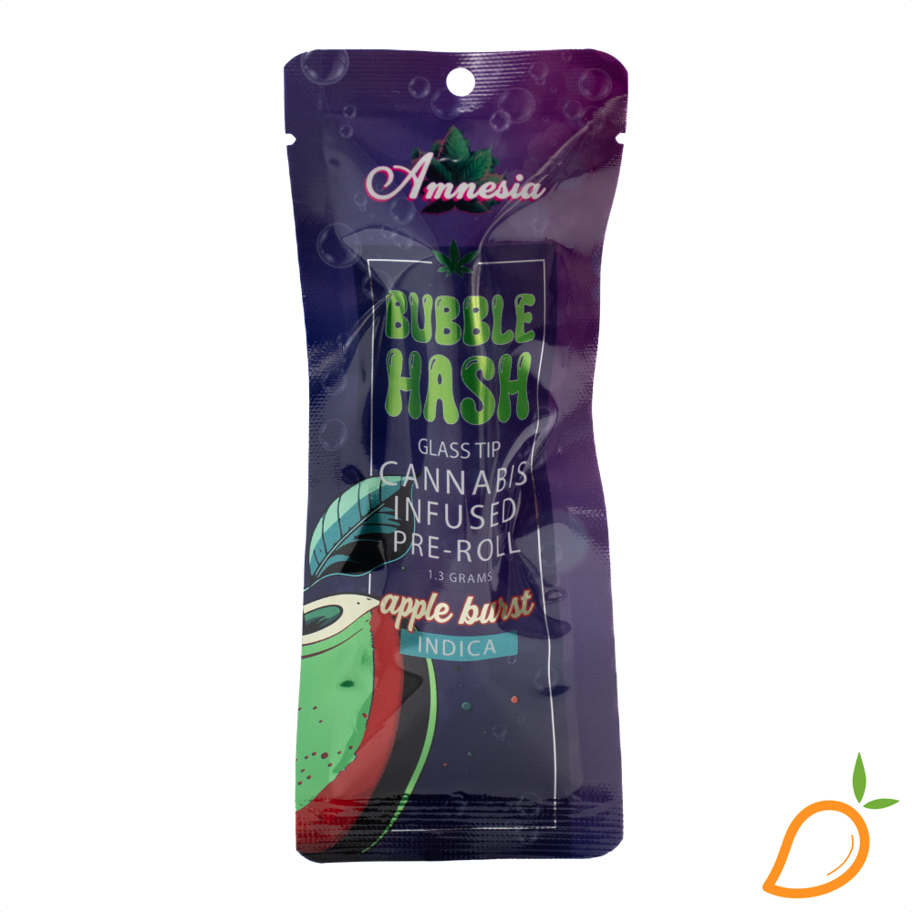 Photograph of product: 1.3g Apple Burst Bubble Glass Tip au chocolat Infused Preroll Amnesia