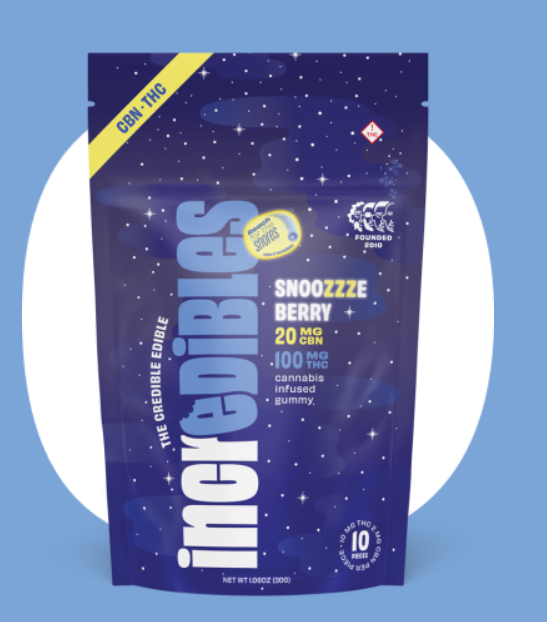 Photograph of product: Incredibles | Snoozzze Berry | TH-oui:CBN | 100mg | 10ct