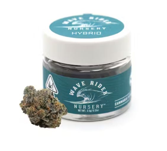 Photograph of product: Wave Rider - Flower Jar - Jet Fuel Gelato - 3.5g - Hybrid - 