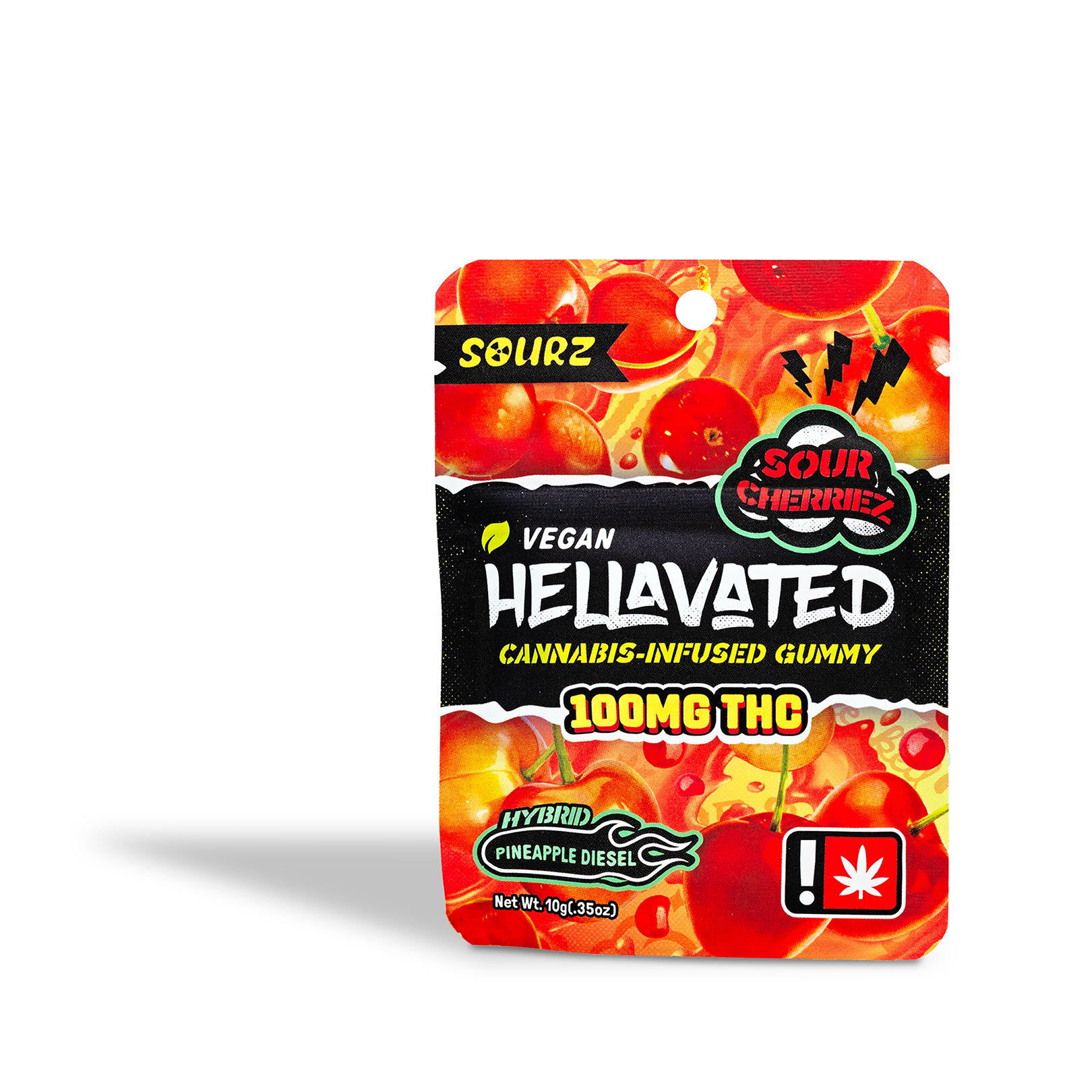 Photograph of product: Hellavated - Sour Cherriez Single Gummy 100mg - 0.35oz