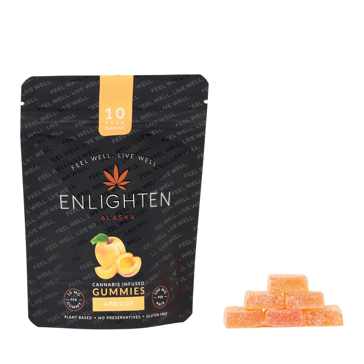 Photograph of product: Apricot Gummies 100mg 10 pack - Bargain Bites