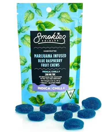 Photograph of product: Smokiez - 200MG Chews - Sweet Blue Raspberry