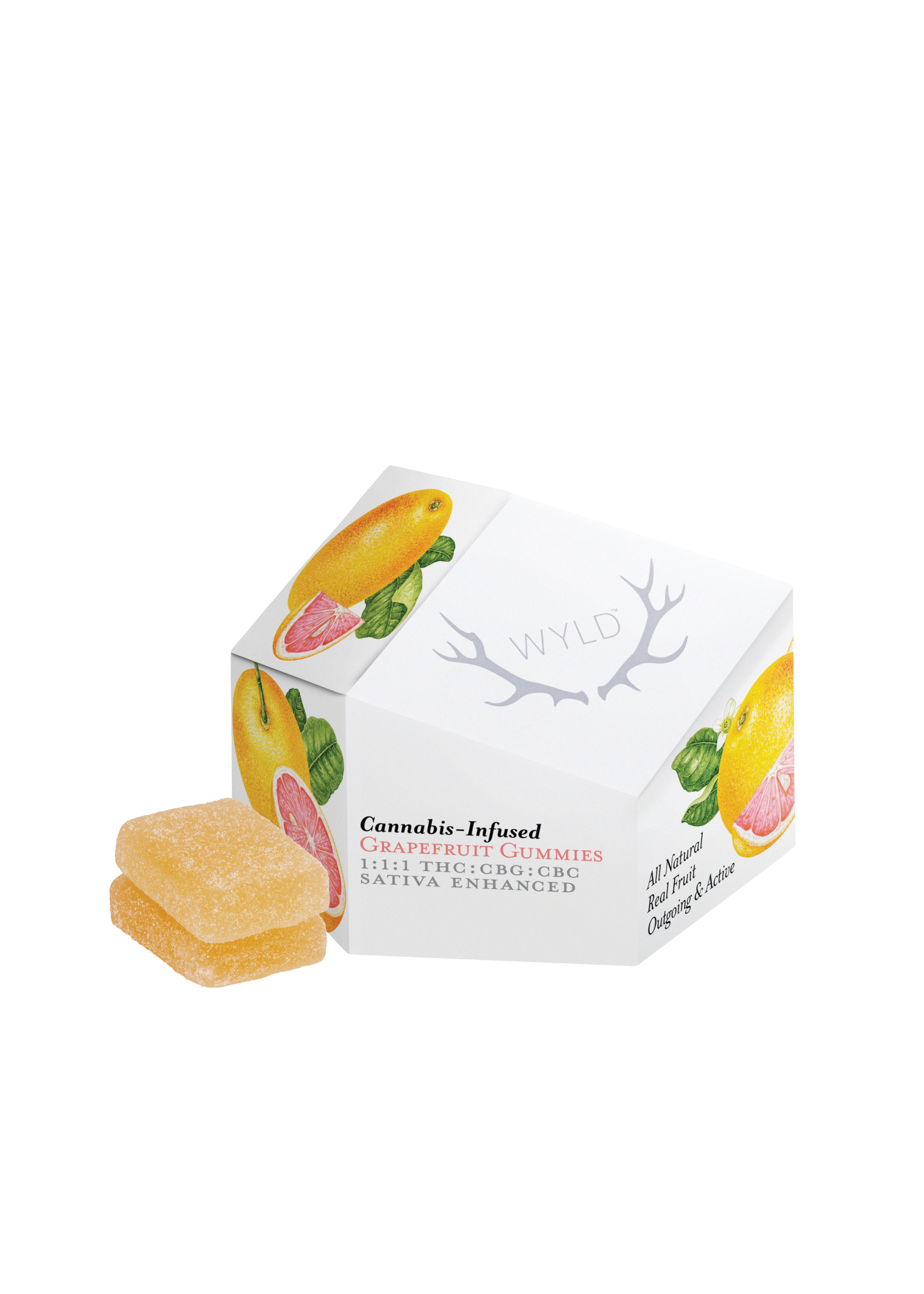 Photograph of product: WYLD | Gummy | 1:1:1 Grapefruit | TH-oui:CBG:CBC