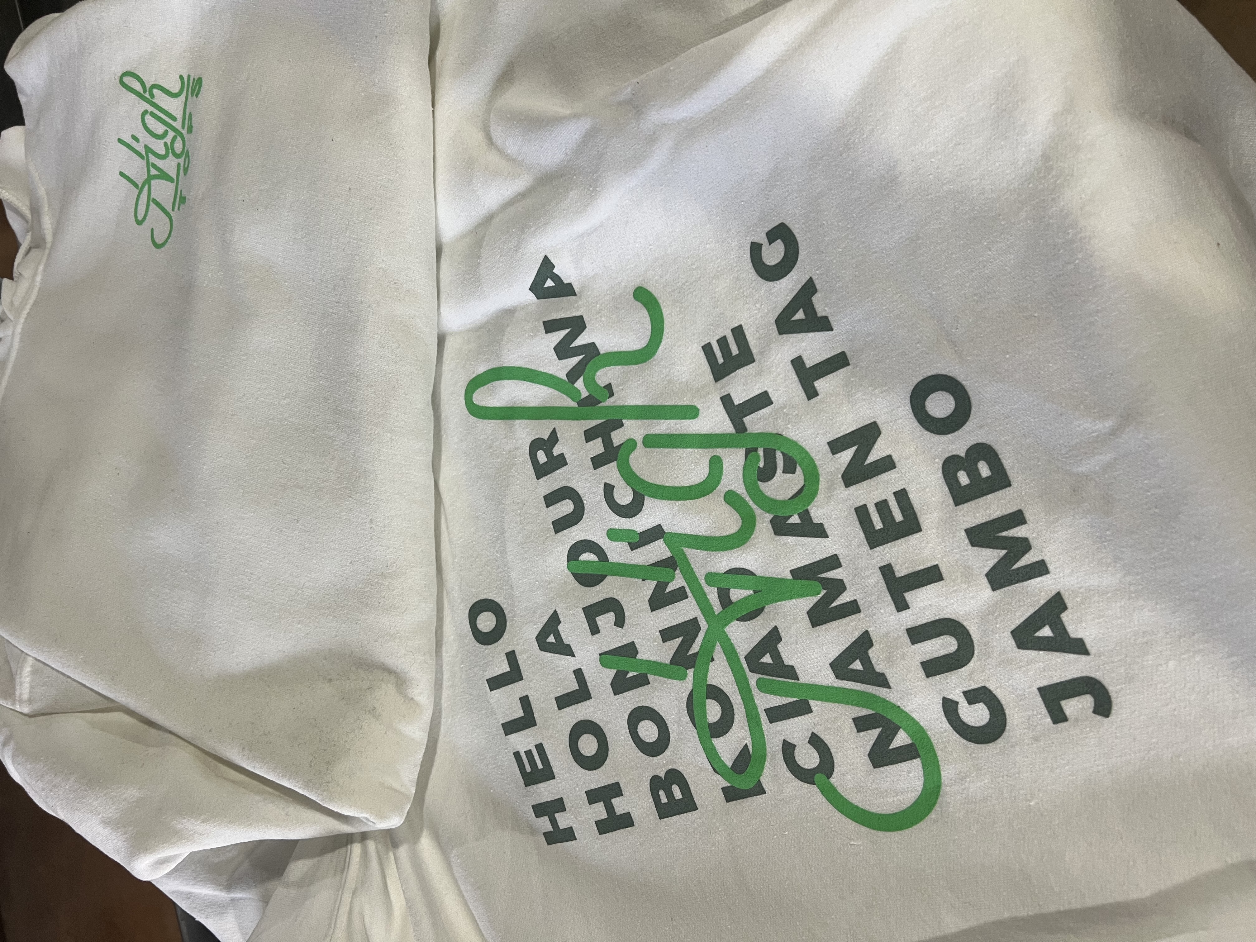 Photograph of product: HighTops Hello Hoodie | XLarge | White