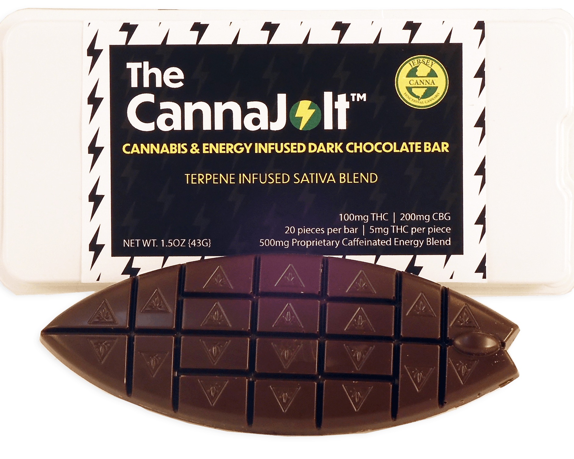 Photograph of product: CannaJolt Energy Bar | Dark Chocolate | 100mg