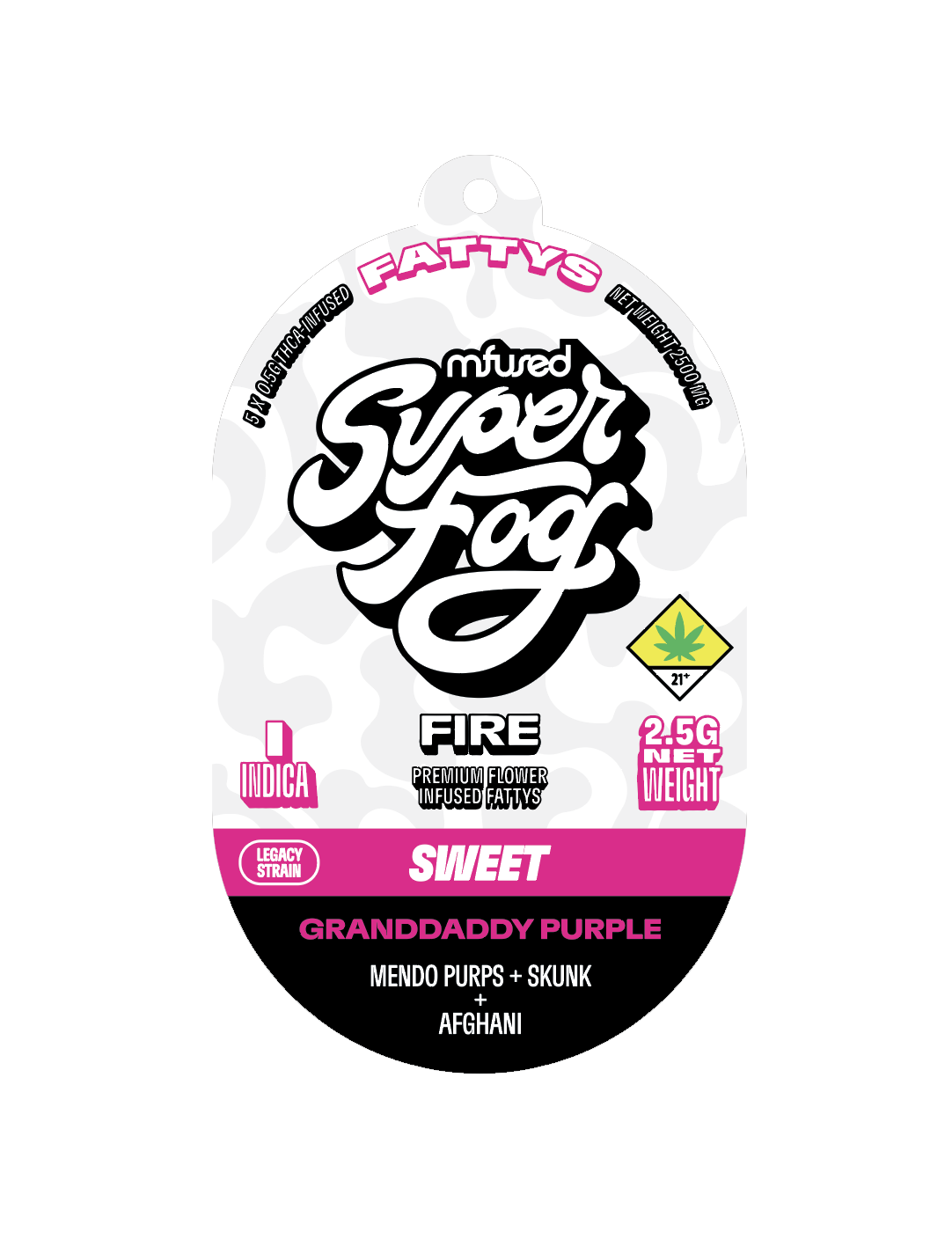 Photograph of product: Mfused Fire Fattys Granddaddy Purple Infused Prerolls 5pk