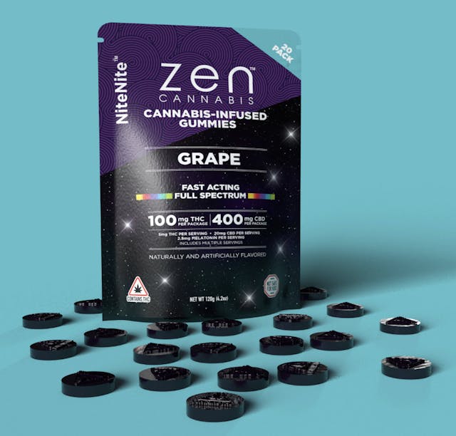 Photograph of product: Gummy - ZEN - Oui'd NiteNite Grape 100/400/50mg - 