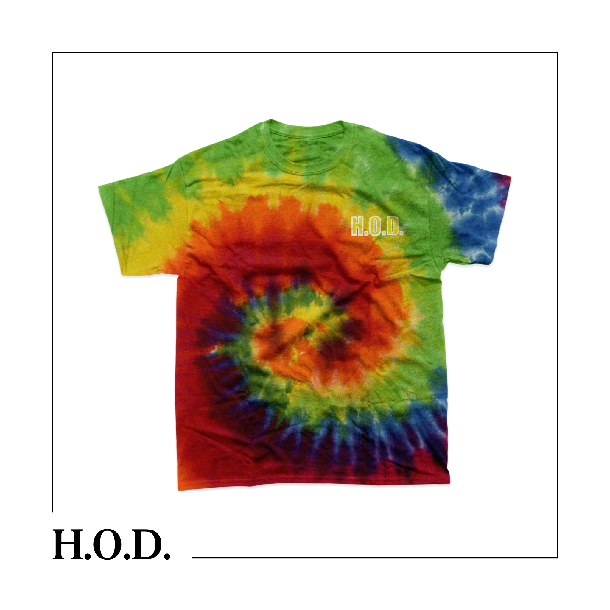Photograph of product: H.O.D. Dark Rainbow Tie-Dye Short Sleeve Tee M