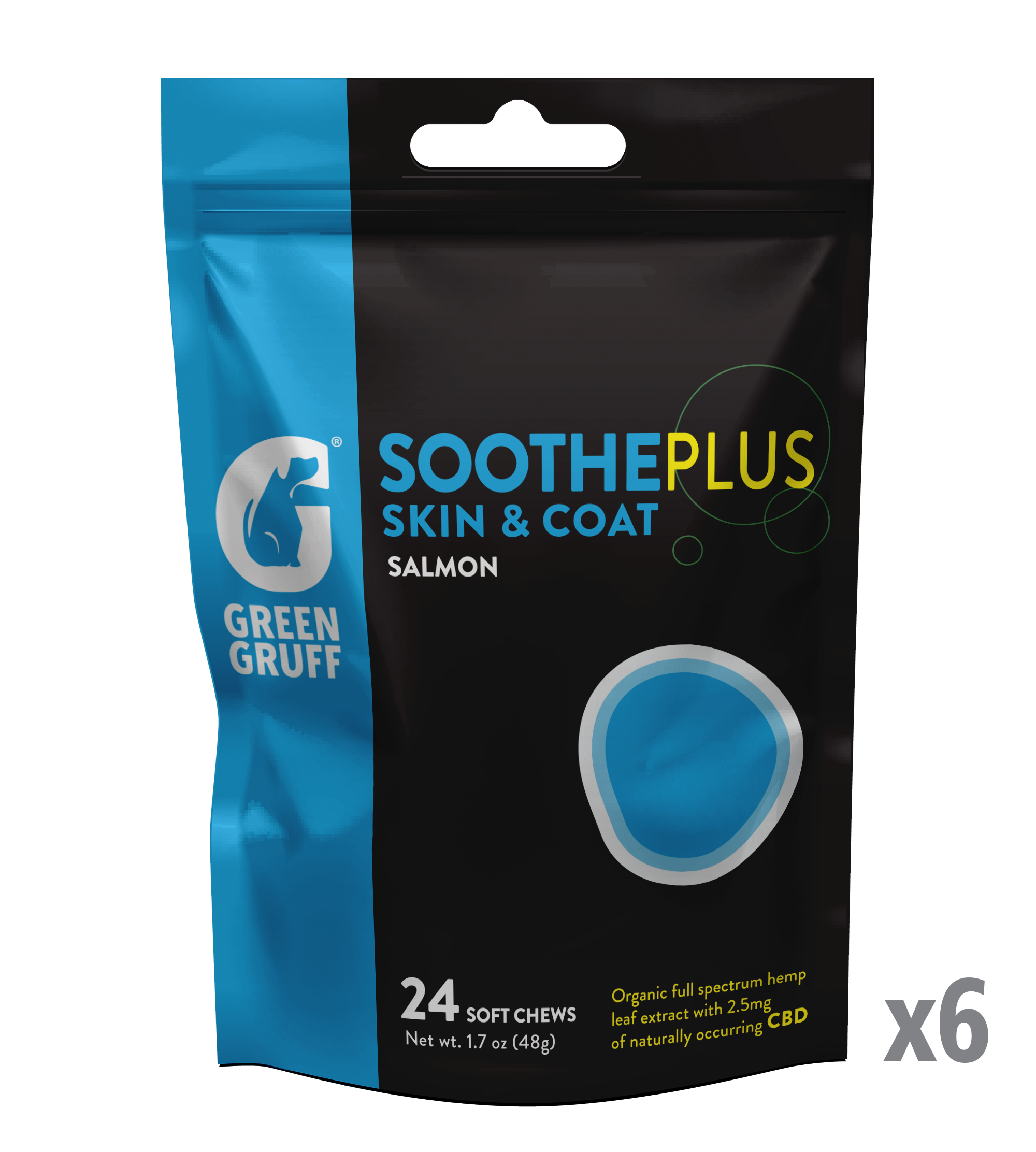 Photograph of product: PET: GREEN GRUFF - SOOTHE+ SKIN AND COAT - SALMON - 24 SOFT CHEWS