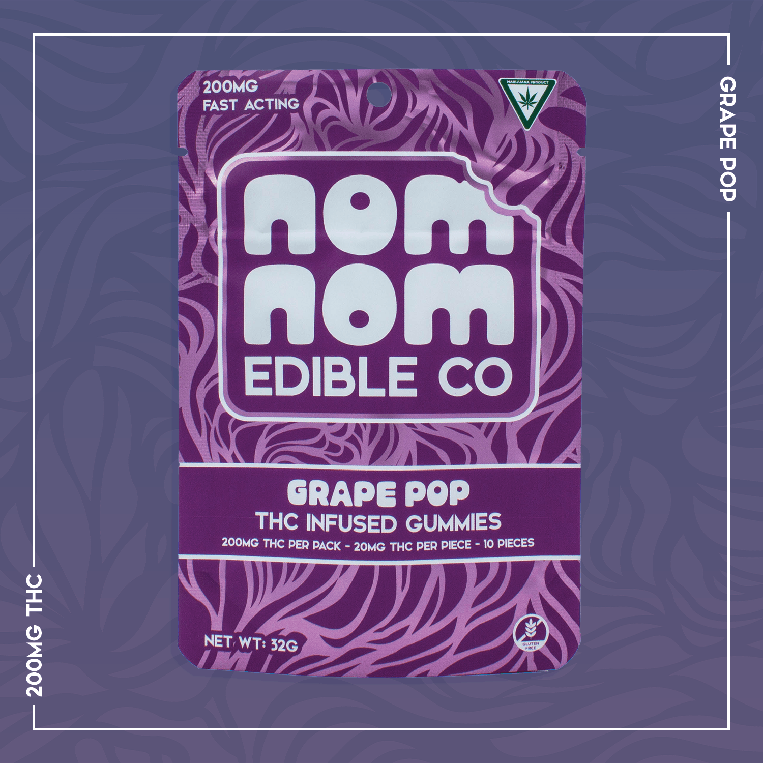 Photograph of product: Nom Nom | Grape Pop | TH-oui Gummies | 200mg